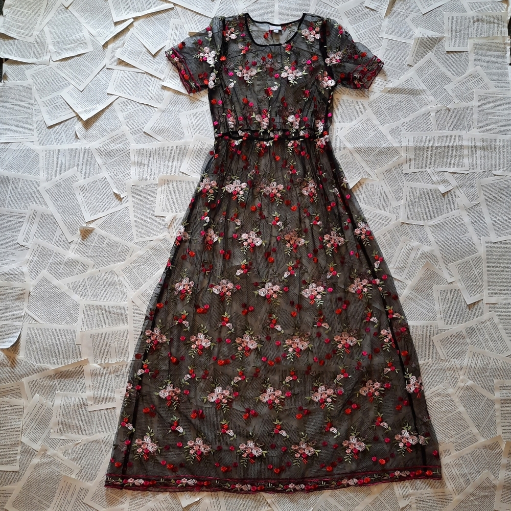 Lula Roe Embroidered Mesh Dress